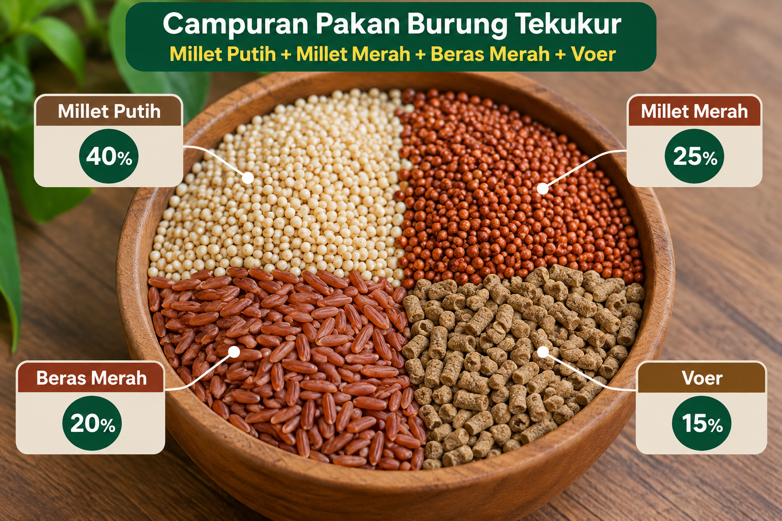 Pakan Terbaik untuk Burung Tekukur: Millet Putih, Millet Merah, Beras Merah, dan Voer